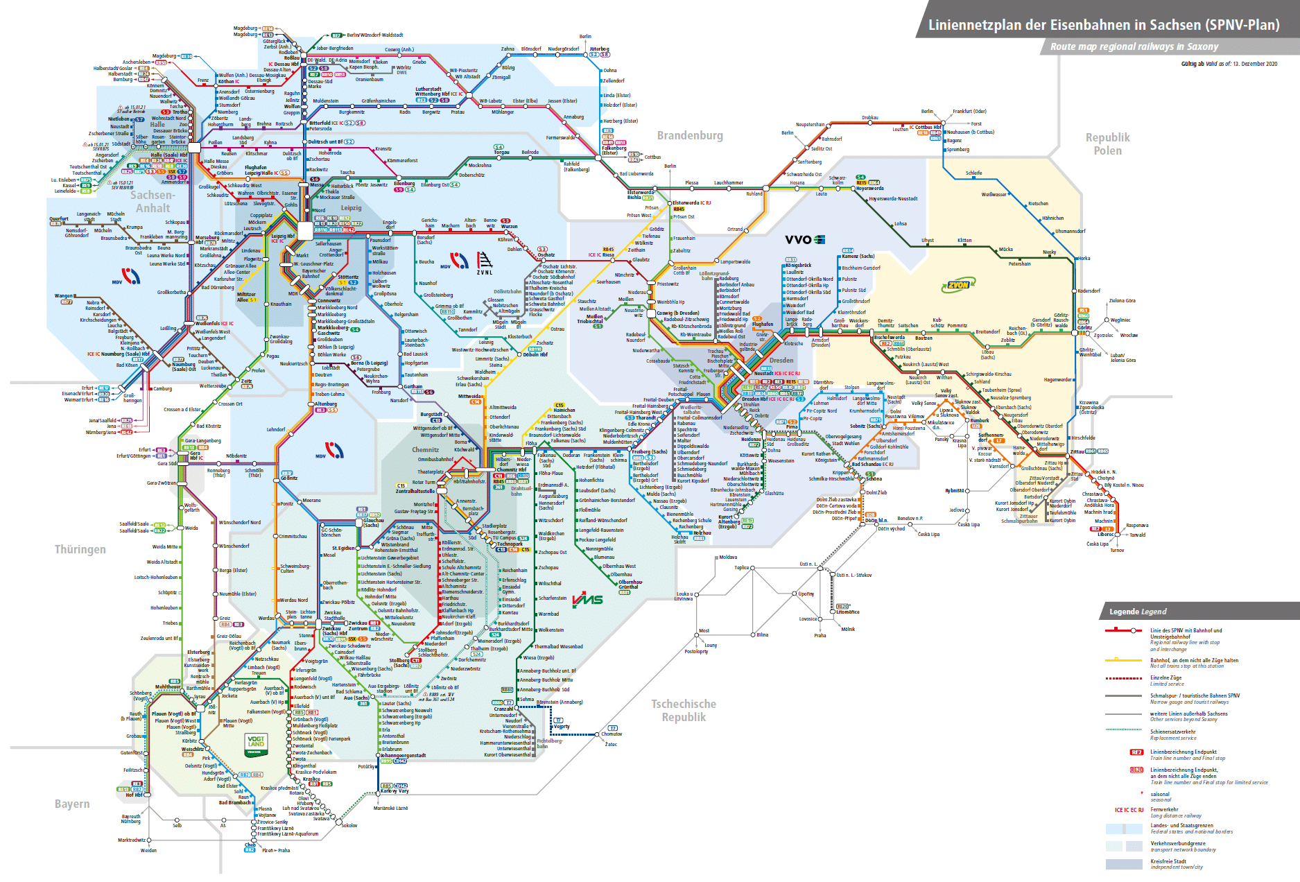 Eine Eisenbahnkarte für ganz Sachsen